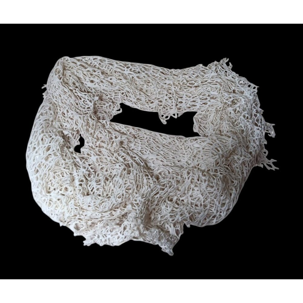 Boho Scarf White Fishnet Long Rectangular 82" Spr… - image 4